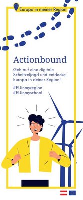 Abbildung des Plakates für die digitale Schnitzeljagd Actionbound entlang von grünen EU-Förderprojekten
